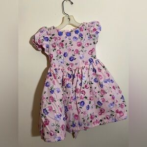 Floral Pink Dress with Puff Sleeves